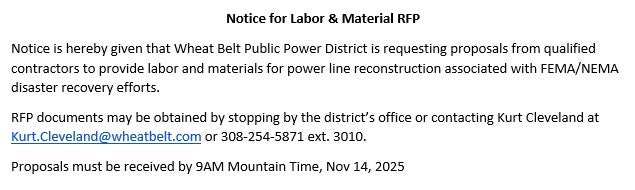Notice for Labor & Material RFP